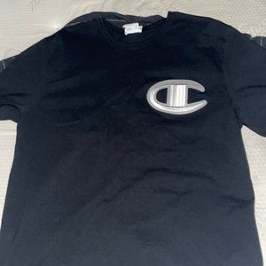 Black Champion t-shirt silver logo